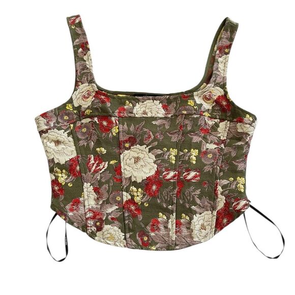 Forever 21 Floral Corset Side Zip Tank Top Size Small NEW NWT - Picture 1 of 6
